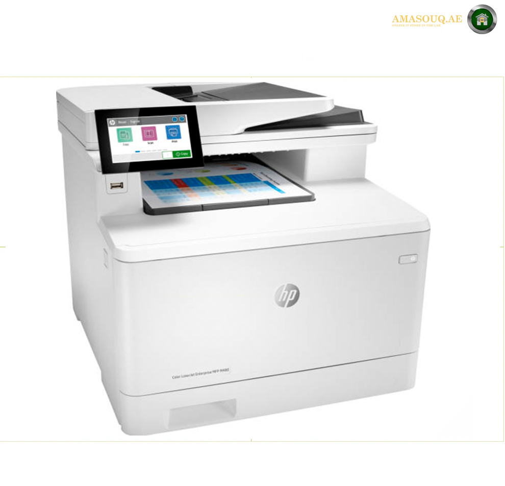 HP M480f 3QA55A color multifunction laser printer side view