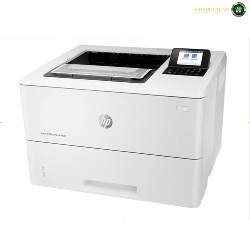 HP M507x 1PV88A LaserJet Enterprise printer front view