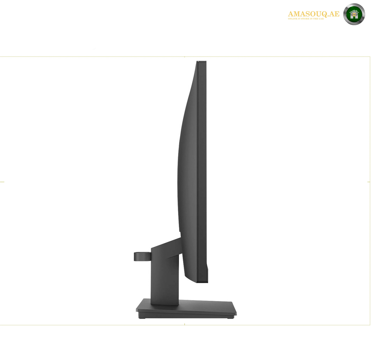 HP S3 324pf 23.8 inch monitor side view | 9U5J5AS#ABV. Side profile view of a black computer monitor with a minimalist stand, shown against a plain white background.