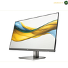 HP S5 524da 23.8 inch FHD monitor with speakers | B11W5AS#ABV.A modern curved computer monitor with a slim black bezel and a silver stand, shown on a plain white background. The screen displays a colorful abstract wave graphic.