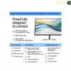 HP S5 Pro 524pu 23.8 inch USB-C display | 9D9V7AS#ABV. A promotional infographic for the AMASOUQE HP DisplayPort 3 monitor, featuring a large product render of the monitor on a white background with text detailing its 100W power delivery, 23:6 IPS panel, HDMI DisplayPort support, and ergonomic features.