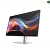 HP S7 Pro 727pu 27" QHD Monitor | 8J9E6UT#ABV. A modern computer monitor with a slim black bezel and a silver stand, shown at an angle on a white background. The screen displays a colorful abstract wave pattern.