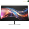 HP S7 Pro 727pu Front View 27" QHD Monitor | 8J9E6UT#ABV. A modern computer monitor with a slim black bezel and a silver stand, displaying a colorful abstract wave wallpaper on a white background.