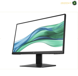 

HP Series 3 Pro 322pe Full HD computer displayA modern black computer monitor with a slim stand, shown at a three-quarter angle against a white background. The screen displays a colorful abstract wave wallpaper. 