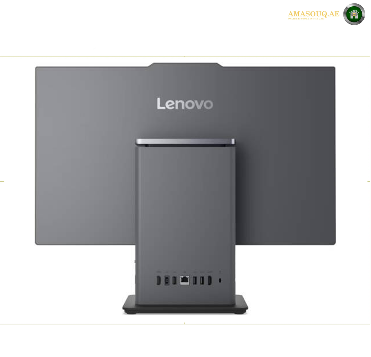 Lenovo AIO neo 50a 23.8 FHD Multi-Touch Display 12SC007LGP.Lenovo desktop computer with an integrated rear display, shown from the back on a white background.
