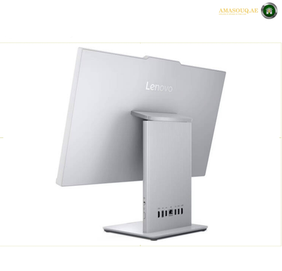 Lenovo IdeaCentre AIO 24IRH9 White All-in-One PC Front View | F0HN00N3AX.
A Lenovo computer monitor with a silver metallic finish, shown from the back angle on a white background.