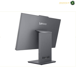 Lenovo IdeaCentre AIO 24IRH9 Side View Black All-in-One PC | F0HN00M4AK. A Lenovo desktop monitor with a dark gray frame and stand, shown from a three-quarters angle on a white background.
