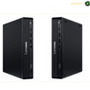 Two views of a Lenovo ThinkPad Slim laptop tower on a white background, showing the front and side profiles.