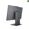 Lenovo ThinkCentre neo 50a 24 Gen 5 Ports and Connectivity.A Lenovo desktop computer monitor with a dark gray stand, shown from a three-quarters angle against a white background.