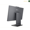 Lenovo ThinkCentre neo 50a 24 Gen 5 Black All-in-One Side View 12SC002LGR.A Lenovo computer monitor shown from the back, featuring a dark gray screen and a matching vertical stand on a white background.