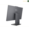 Lenovo ThinkCentre neo 50a 24 Gen 6 Luna Grey All-in-One PC.A Lenovo computer monitor with a dark gray frame and stand, shown from a three-quarters angle on a white background.