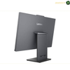 Lenovo ThinkCentre neo 50a 24 Gen 6 Luna Grey All-in-One PC.A Lenovo desktop monitor with a dark gray frame and stand, shown from a three-quarters angle on a white background.