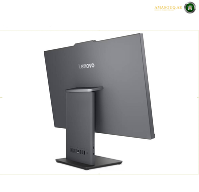 Lenovo ThinkCentre neo 50a 27 Gen 5 16GB RAM 512GB SSD. A Lenovo desktop monitor with a dark gray frame and stand, shown from a three-quarters angle on a white background.