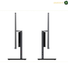Lenovo ThinkCentre neo 50a 27 Gen 5 Side View Multi-Touch Desktop.
Two views of a slim modern computer monitor stand on a white background, showing the front and side profiles. The stand has a dark gray vertical center column with a black base and a thin gray monitor arm.