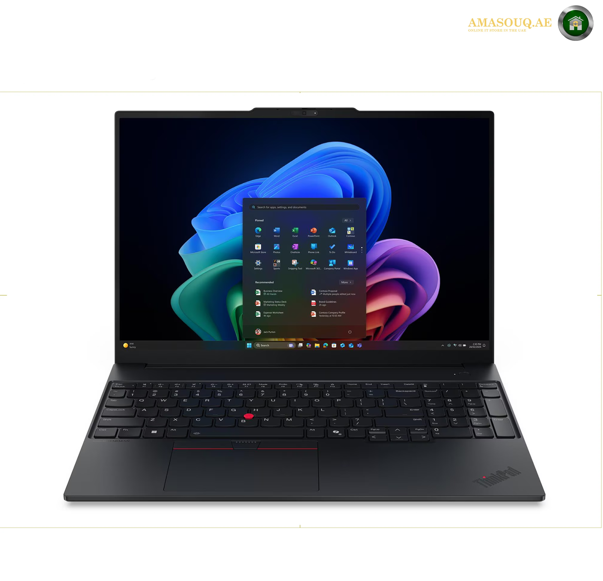 Lenovo ThinkPad E16 Gen 4 laptop front view with 16 inch WUXGA display | 21YC0030GQ. Lenovo Legion gaming monitor with a black stand, shown at a three-quarter angle against a white background. The screen displays a colorful sci-fi landscape with the Lenovo Legion branding.