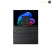 Lenovo ThinkPad E16 Gen 4 keyboard and TrackPoint pointing system close up | 21YC0030GQ. A black Lenovo ThinkPad laptop shown open and centered on a white background, with the screen on displaying a colorful desktop and the ThinkPad keyboard layout below.