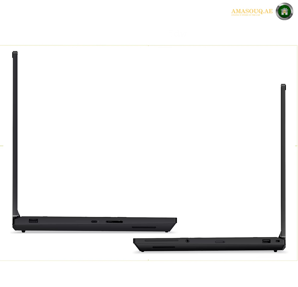 A black laptop shown from two side angles on a plain white background, with two vertical antennas visible. Small watermark text appears in the top right corner. Lenovo ThinkPad P16 Gen 3 3.2K Tandem OLED touchscreen