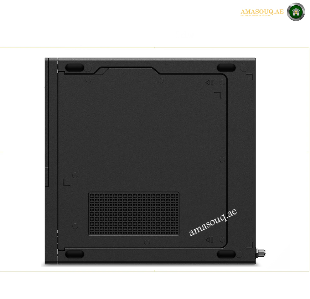 The back view of a black metal computer case, showing a vented grille on the lower section and mounting holes, photographed against a white background.