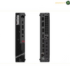 Lenovo ThinkStation P3 Tiny Gen 2 Compact Workstation Side View. Front and back views of a ThinkStation desktop workstation computer on a white background, showing the black chassis, front I/O panel, and rear expansion ports.