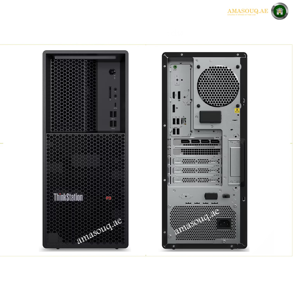 Lenovo ThinkStation P3 Tower Gen 2 30HT0041AX connectivity ports front and rear