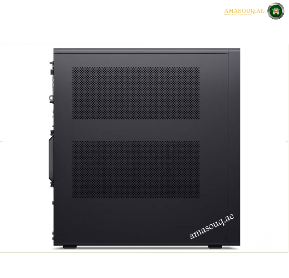 lenovo-thinkstation-p4-30kns03b00-portsA black computer case with a perforated side panel, shown from the side against a white background. Watermarks for 'amasouq. 