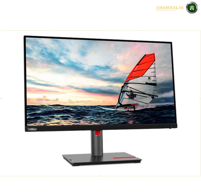 Lenovo ThinkVision P25i-30 24.5-inch Full HD monitor front view | 63F4MAT1UK. Lenovo Legion gaming monitor with a black stand, shown at a three-quarter angle against a white background. The screen displays a colorful sci-fi landscape with the Lenovo Legion branding.