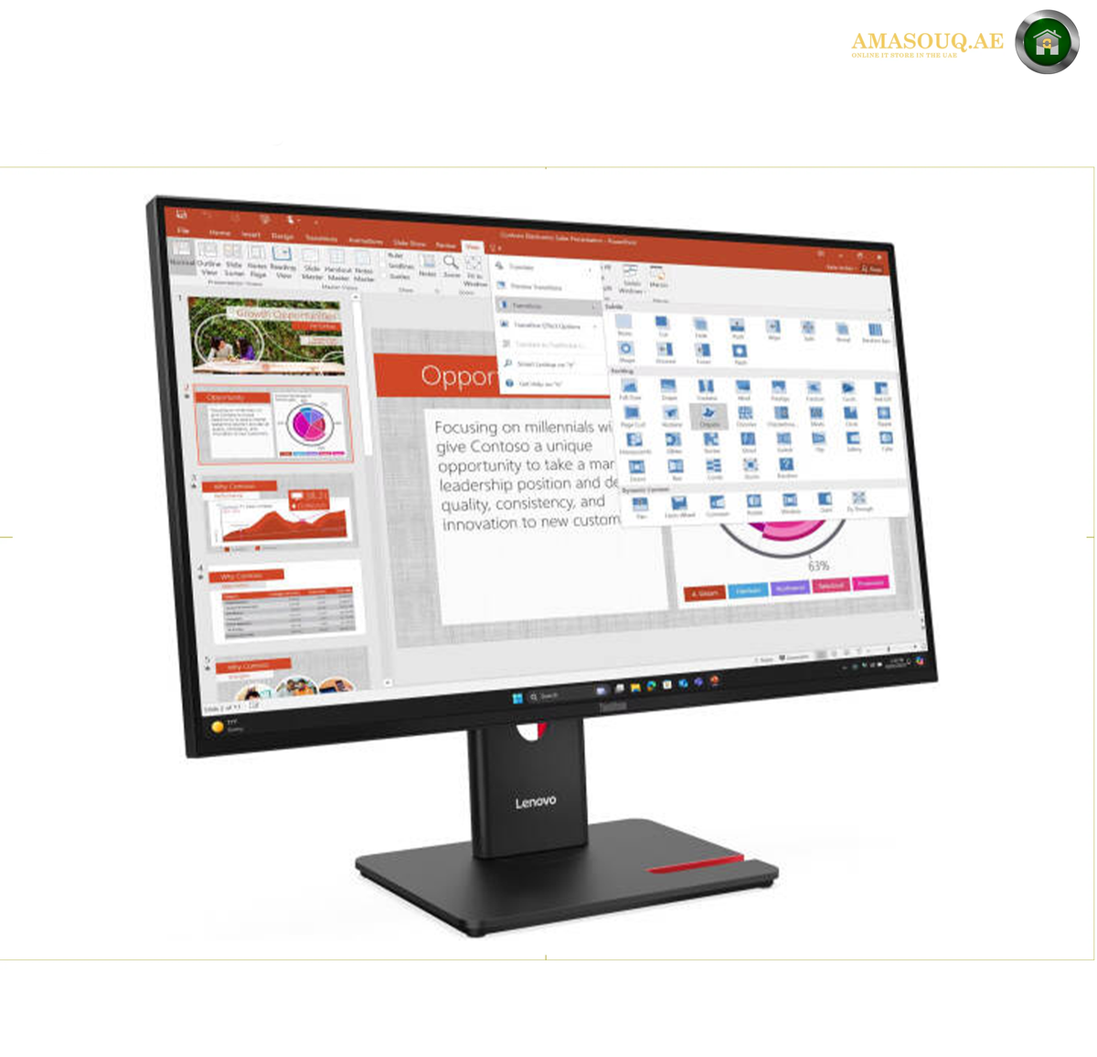 Lenovo ThinkVision T27-40 27-inch FHD IPS Monitor Front View