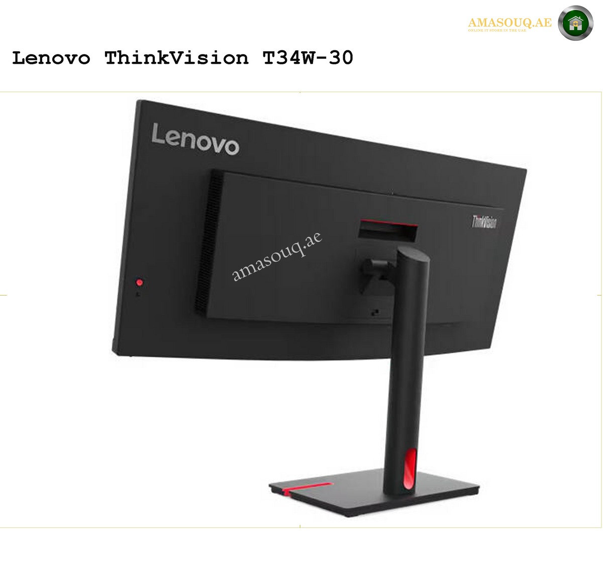 Lenovo ThinkVision T34w-30 USB-C Monitor with Up to 75W Power Delivery