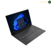 Lenovo V15 G4 Laptop Intel Core i3-1315U 8GB RAM 256GB SSD 15.6 inch FHD Display | 83A1011JAK. A black Lenovo laptop shown open at an angle on a white background, with the screen turned on and displaying a blue Windows desktop. The Lenovo logo is visible on the bottom-right corner of the palm rest.