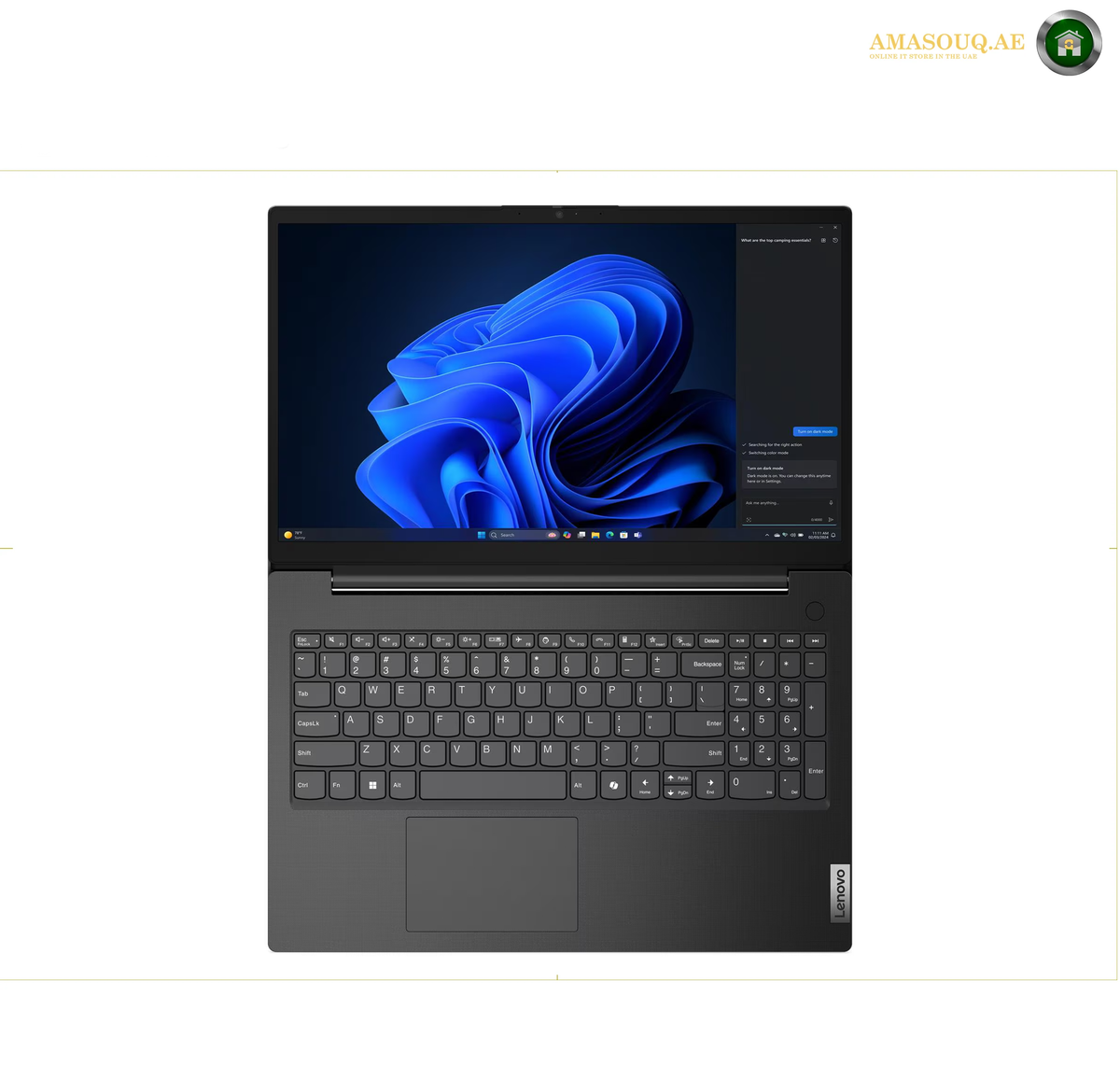 Lenovo V15 G5 IRL Laptop Open View Showing Screen and Keyboard | 83GW006XGQ