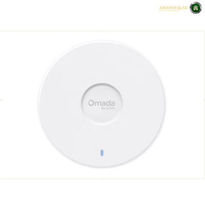 TP-Link EAP727 BE5000 Wi-Fi 7 ceiling mount wireless access point front view. A TP-Link wireless access point in white, shown at a three-quarter angle on a white background with a thin light gray border.