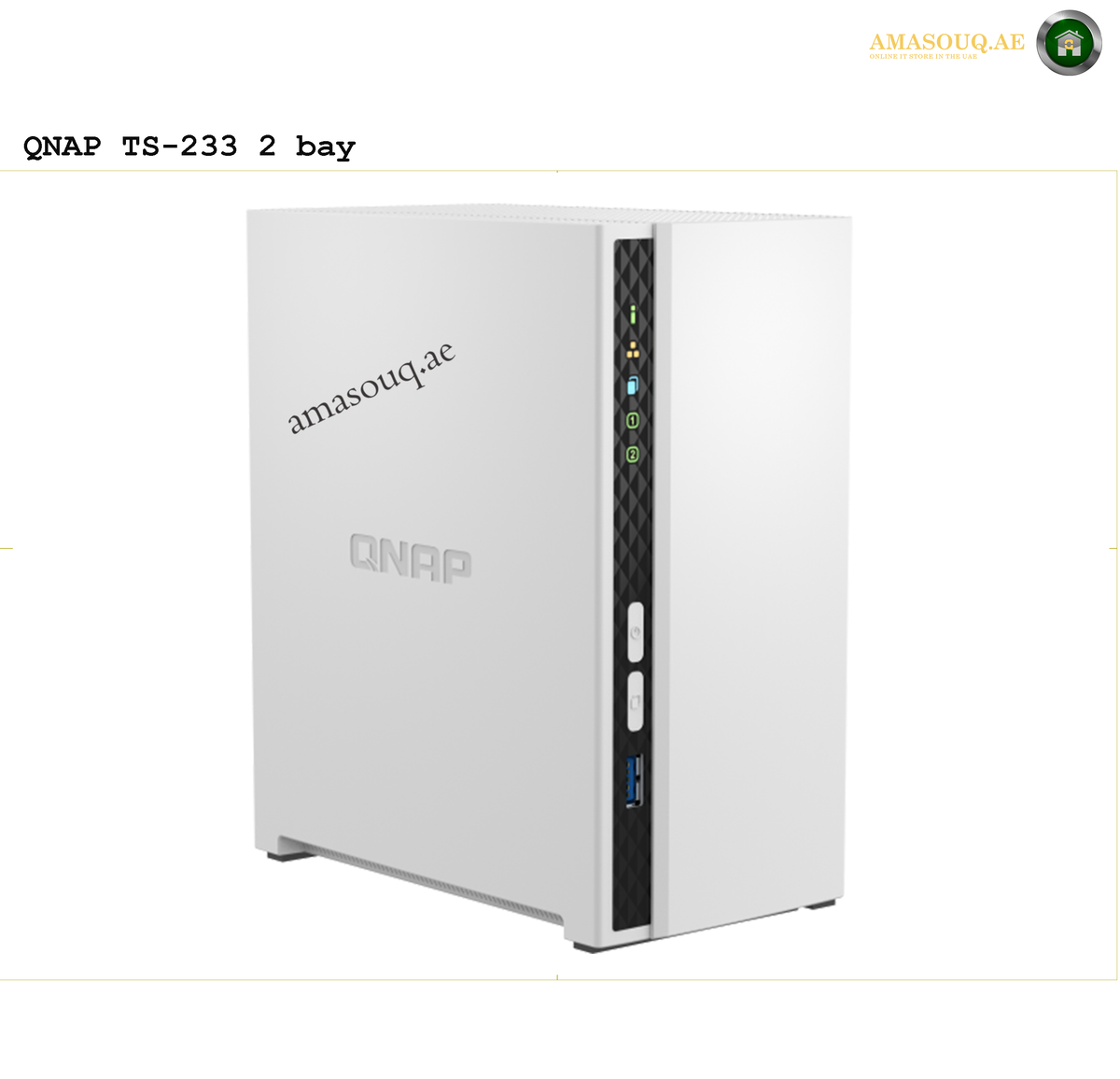 QNAP TS-233 Front View 2-Bay NAS | TS-233.QNAP TS-233 2 bay NAS device on a white background
