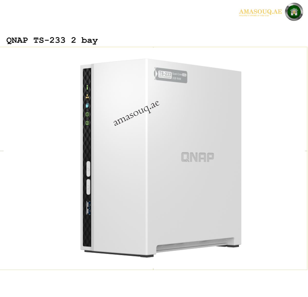 QNAP TS-233 Rear View NAS | TS-233. QNAP TS-233 2 bay storage device on a white background