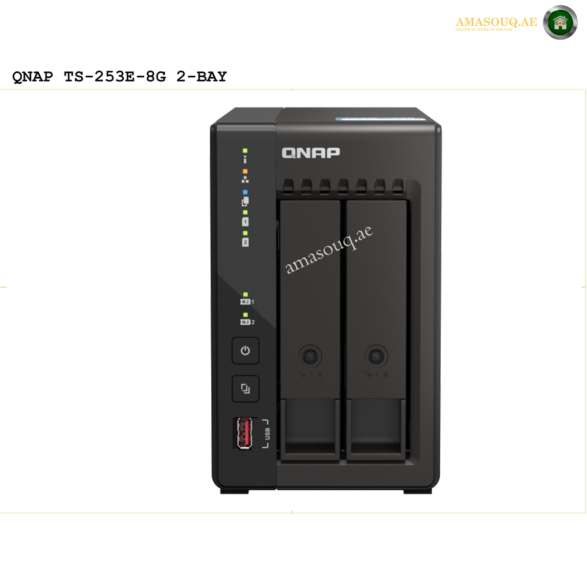 QNAP TS-253E-8G 2-Bay NAS Storage | TS-253E-8G. QNAP TS-253E-8G 2-BAY network-attached storage device on a white background