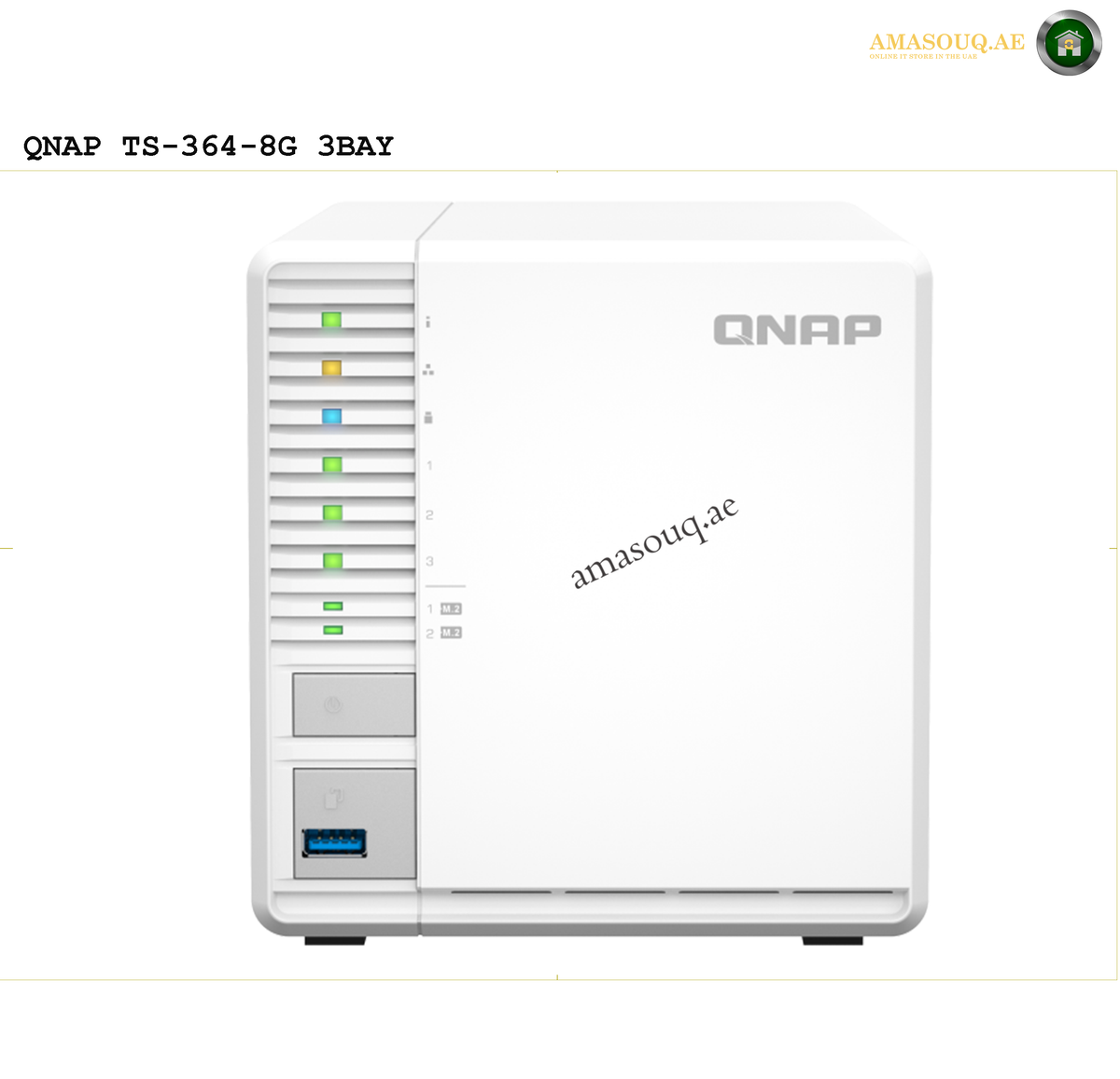 QNAP TS-364-8G 3-Bay NAS Storage | TS-364-8G. QNAP TS-364-8G 3BAY NAS device on a white background