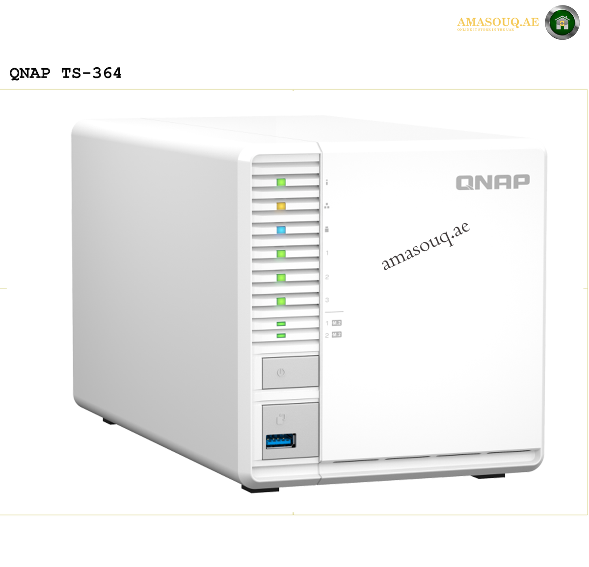 QNAP TS-364-8G Front View NAS | TS-364-8G. QNAP TS-364 network storage device on a white background