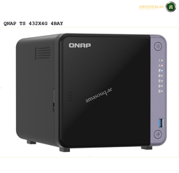 QNAP TS-432X-4G Front View NAS | TS-432X-4G.QNAP NAS device with 'amasouq.ae' branding on a white background