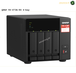 QNAP TS-473A-8G 4-Bay NAS Front View | TS-473A-8G. QNAP TS-473A-8G 4-bay NAS device with QNAP logo on a white background