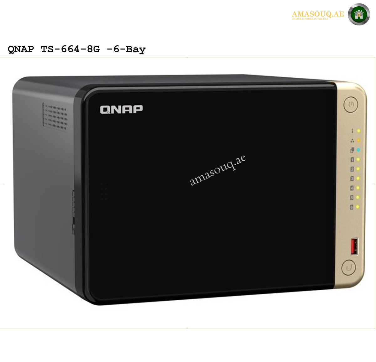 QNAP TS-664-8G 6-Bay NAS Front View | TS-664-8G. QNAP TS-664-8G 6-Bay storage device on a white background