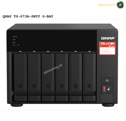 QNAP TS-673A-8G 6-Bay NAS | TS-673A-8G. QNAP TS-673A-SW5T 6-bay NAS device with visible branding on a white background