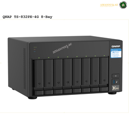 QNAP TS-832PX-4G Front View NAS | TS-832PX-4G. QNAP TS-832PX-4G 8-Bay storage device with QNAP logo on a white background