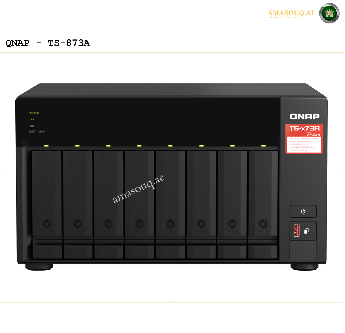 QNAP TS-873A-8G 8-Bay NAS | TS-873A-8G. QNAP TS-873A network storage device on a white background