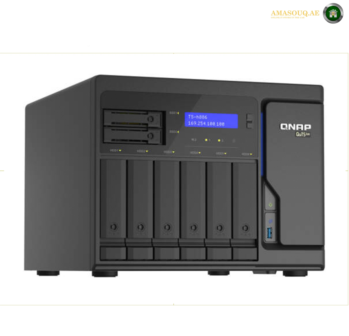 QNAP TS-h886-D1602-8G 8-Bay QuTS hero NAS | TS-h886-D1602-8G. QNAP NAS device on a white background