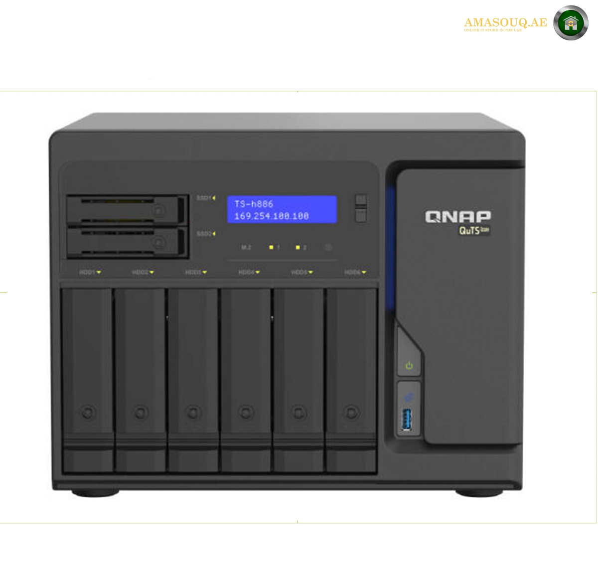 QNAP TS-h886-D1602-8G QuTS hero NAS | TS-h886-D1602-8G. QNAP network storage device on a white background