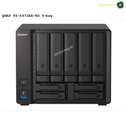 QNAP TS-h973AX-8G 9-Bay NAS | TS-h973AX-8G. QNAP TS-h973AX-8G 9-bay storage device with 'amasouq.ae' branding.