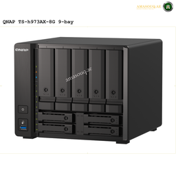 QNAP TS-h973AX-8G 9-Bay NAS Front View | TS-h973AX-8G. QNAP TS-h973AX-8G 9-bay NAS server on a white background