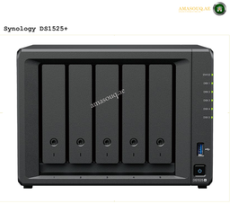 Synology DiskStation DS1525+ 5-Bay NAS AMD Ryzen R1600 8GB RAM | DS1525+. Synology DS1525+ storage device on a white background
