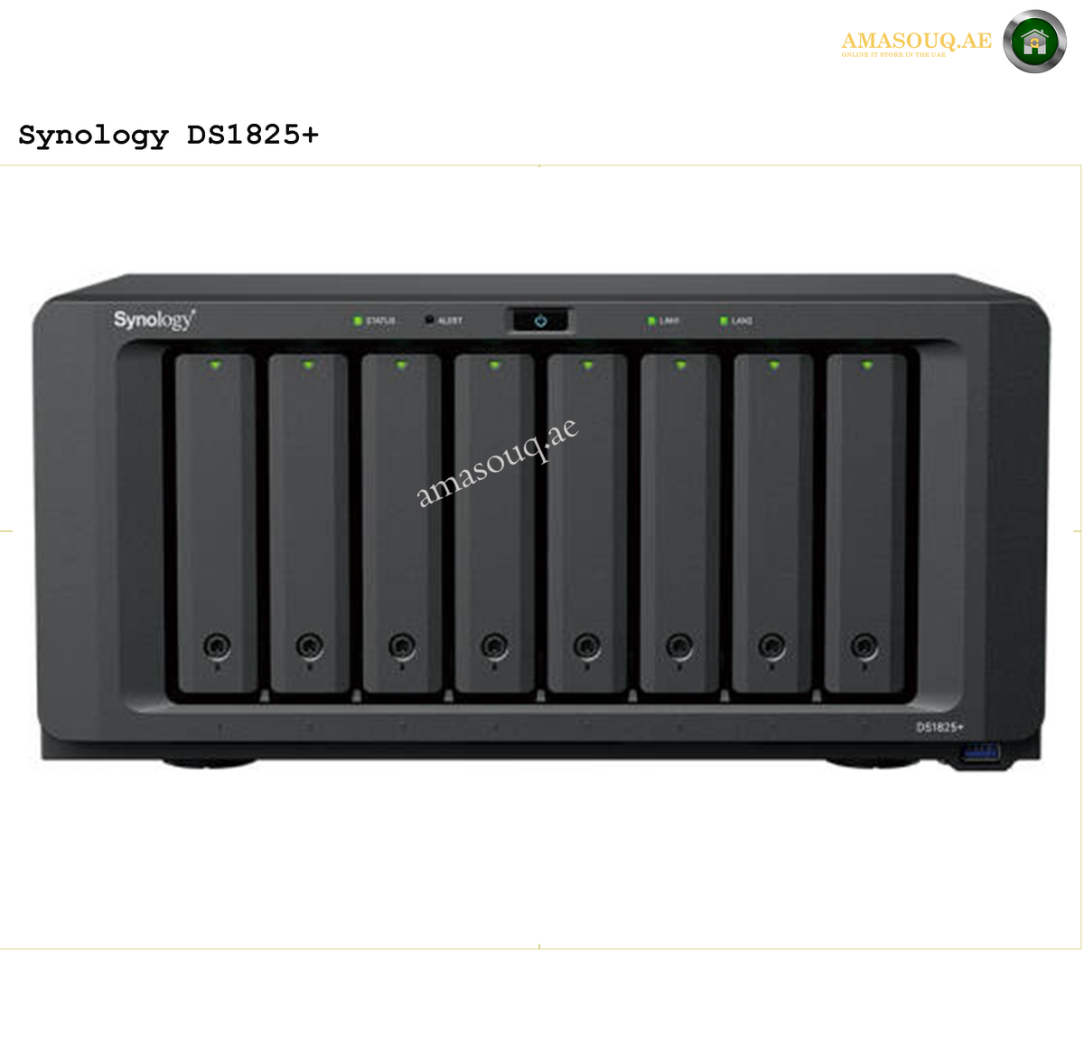 Synology DiskStation DS1825+ 8-Bay NAS AMD Ryzen V1500B 8GB 2.5GbE | DS1825+. Synology DS1825+ NAS device on a white background