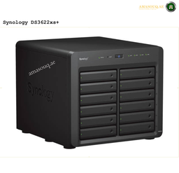 Synology DiskStation DS3622xs+ 12-Bay NAS | DS3622xs+. Black Synology DS3622xs+ storage device on a white background