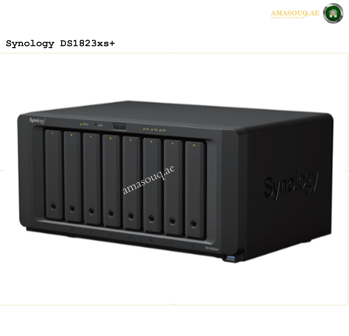 Synology DiskStation DS1823xs+ 8-Bay Professional NAS Front View | DS1823xs+. Synology DS1823xs+ storage device on a white background